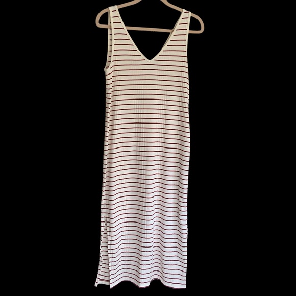 Banana Republic Semi-fitted Ribbed Knit Jersey V-Neck Tank Dress Cream R… - Picture 6 of 11